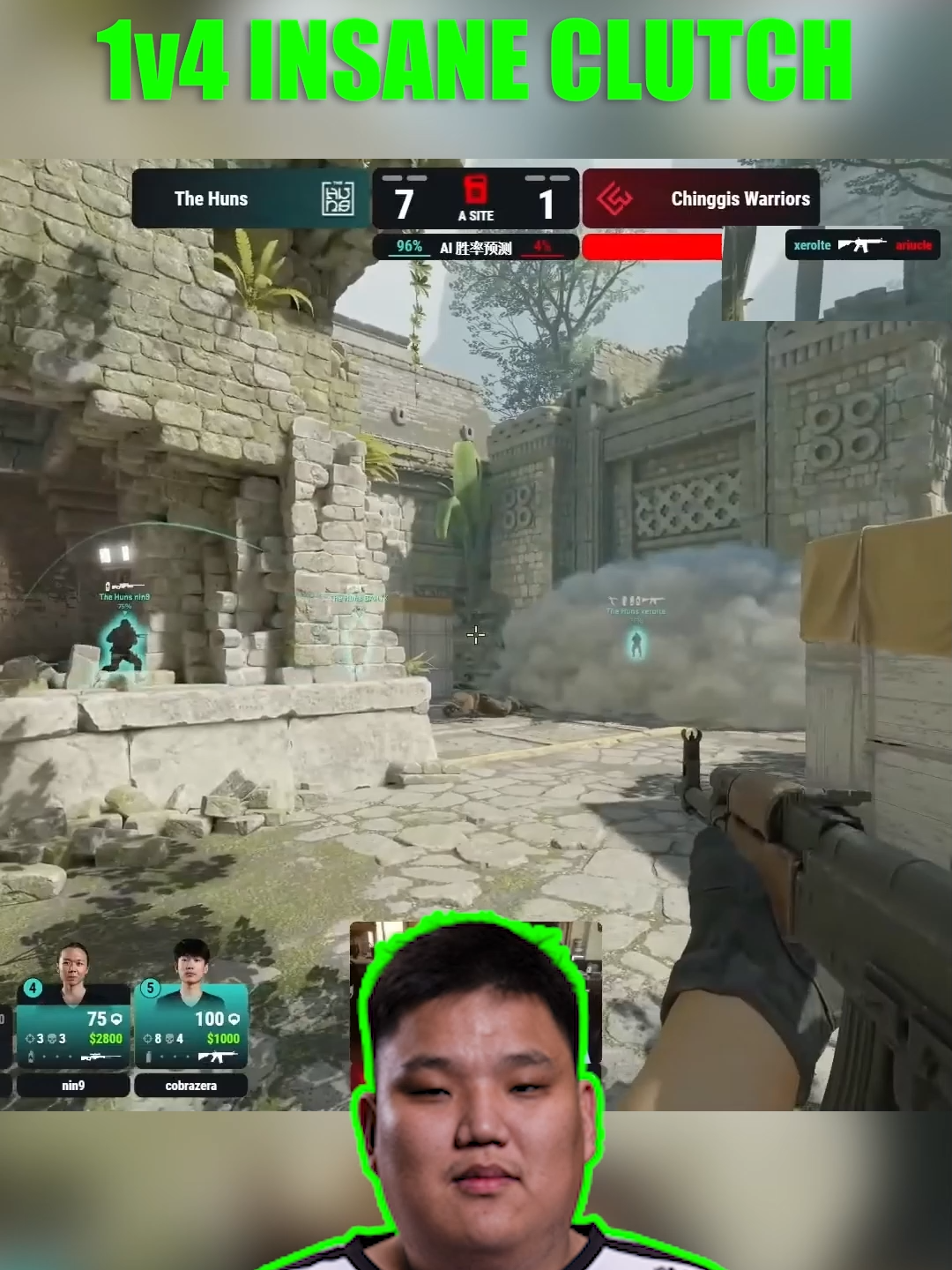 CONTROLEZ 1V4 INSANE CLUTCH  #csgo #mongolz