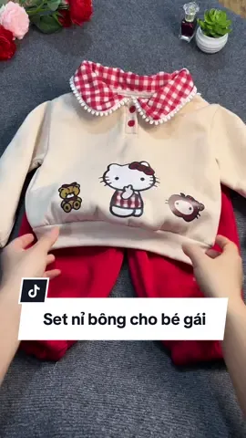 Det nỉ bông dày dặn cho bé gái #xuhuongtiktok #xuhuong #thoitrangtreem #setchobegai #setnichobe 
