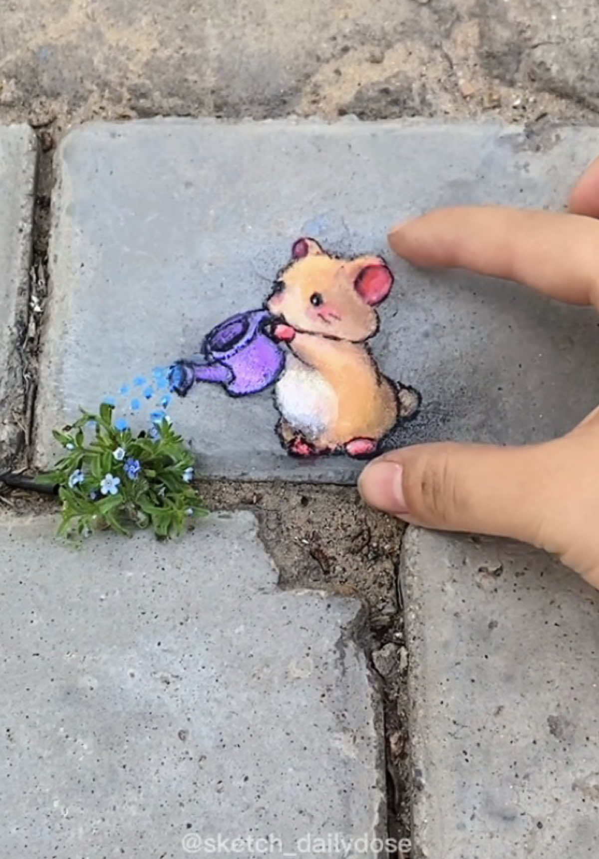 Tang Zixi is a Chinese street artist who turns cracks, grass, and plants on city walls into parts of her playful artworks. Her creations feature charming animals and small fantasy beings that appear to belong in these imperfect city spaces. Using vivid colors and fine details, she transforms broken walls and pavements into warm, whimsical worlds. Artist: 唐子曦 / tangzixi4 on Douyin #art #streetart #artist #painting #cute