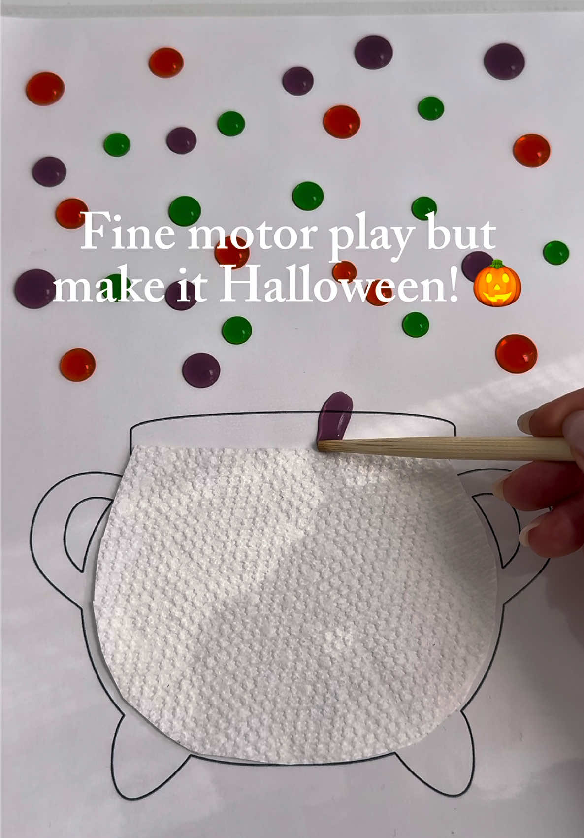 Low prep fine motor fun with a Halloween twist 🎃 We worked on grip strength, focus, and color sorting, all while filling up our spooky cauldron 🧙🏻 Simple setup, big toddler win 😊 #PlaytimeAfterCorporate #ToddlerMom #FineMotorSkills #MontessoriPlay #ToddlerActivities     