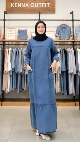Gamis jeans susun bawah non busui #gamisjeans #gamissusun #gamiswanita #dressjeans #gamis 