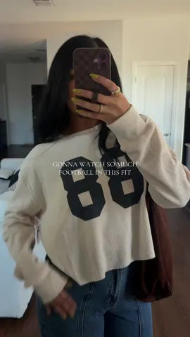 Not lol… hehe love this waffle knit long sleeve so much for football outfits lounging around in sweats or dressing up casually with jeans and sneakers!!  Fall Outfit Ideas. Outfit Inspo. Waffle Knit Tee Outfit. #outfit #outfitinspo #outfitideas #fallfashion #falloutfits 