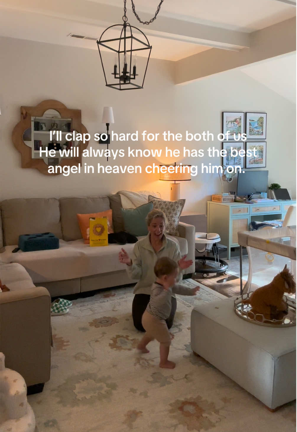 He will always know his dad is cheering him on from heaven. I’ll make sure of that. 💚 #widowsoftiktok #singlemom #firststeps #nexttome 