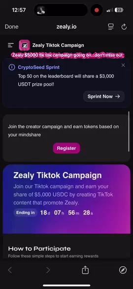Don't miss out on the zealy $5000 campaign. Check zealy(.io) on how to sign up #zealy #web3