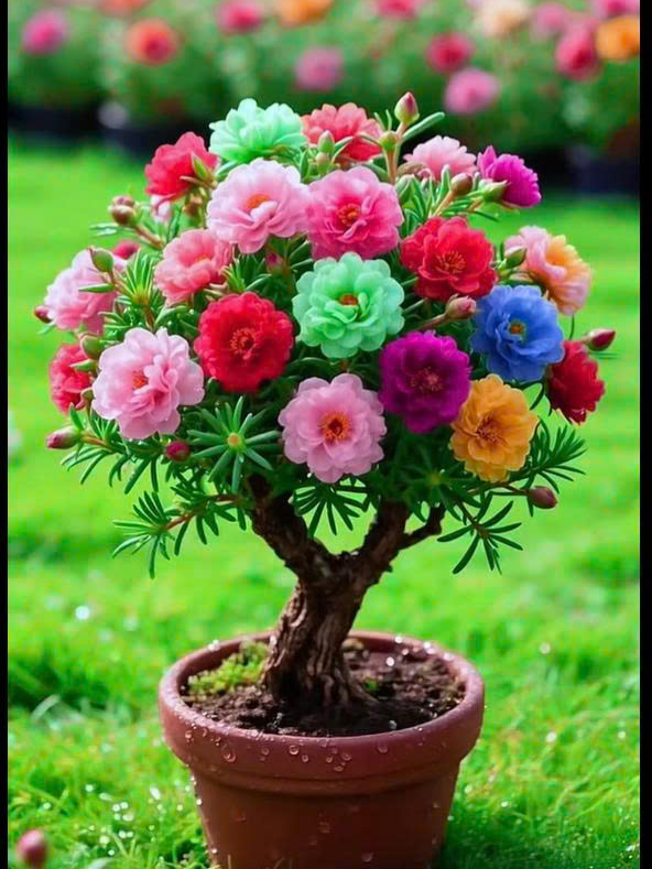 🌸Hoa 10 giờ Bonsai mix sẵn 12 màu - Ra hoa quanh năm mùa đông không bị lụi.
