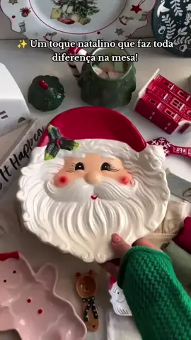 🎄✨ Minha nova petisqueira natalina de cerâmica chegou e já tô pronta pra montar uma mesa linda nesse fim de ano! 💚😍 #achadinhos #viral #natal #papainoel 