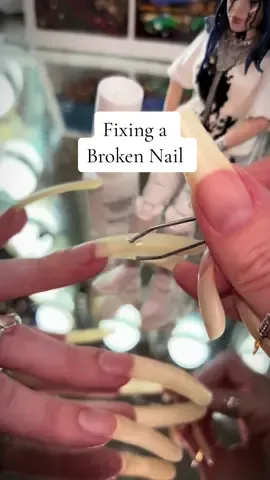 Fixing a broken nail with some nail glue and nail wrap 🥲 losing length is all part of the long nail journey, but this crack took me by surprise and I’m not emotionally ready yet for that kind of change on my left hand 👀🤭 similar to the teabag method, but with a nail wrap that I find to be a little more sturdy 💪🏼 #brokennail #nailtutorial #brokennailfix #naturalnails #asmr 