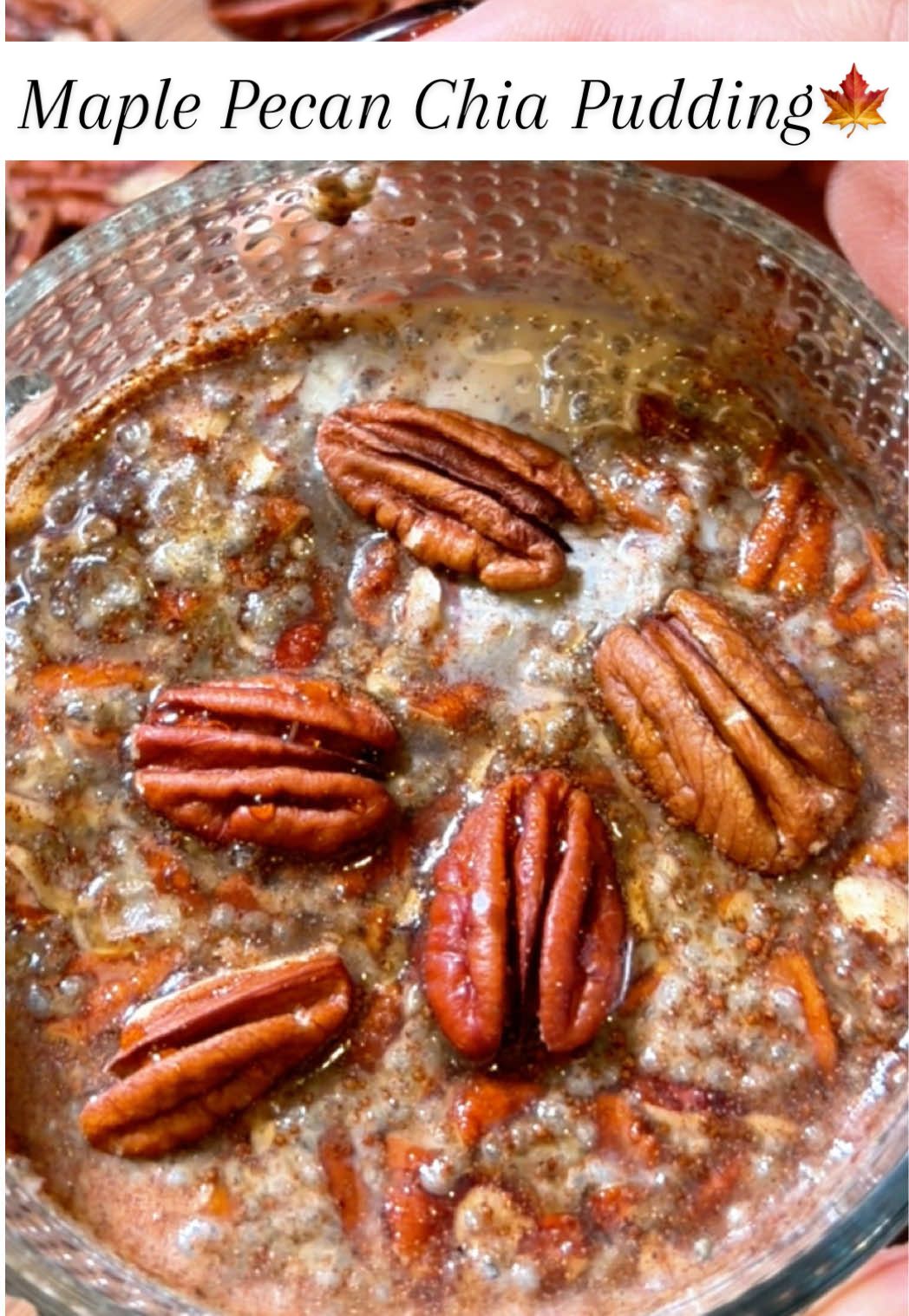 Pecan pie for breakfast?! 👀 My Maple Pecan Chia Pudding is buttery, nutty, and tastes way too fancy for how easy it is. Whisk milk + vanilla protein + pecans + maple syrup + cinnamon + chia seeds → chill →  top with more pecans + syrup +  flaky salt.  Sweet, salty, and high-protein. #highproteinbreakfast #fallrecipes #fibermaxxing #chiaseedpudding #mealprep 