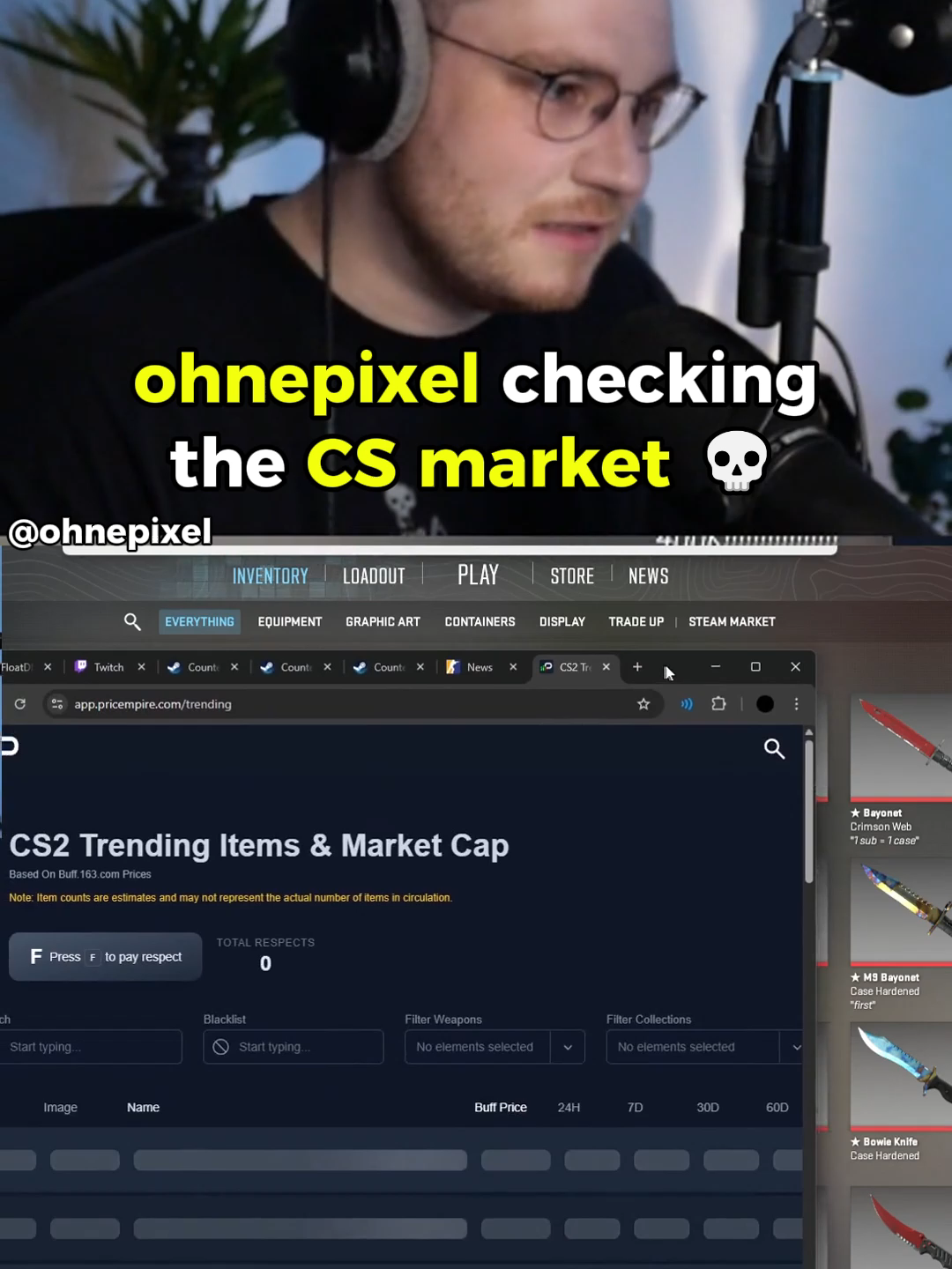 ohnepixel checks the CS update 💀💀💀 #ohnepixel #cs2 #valve #fyp