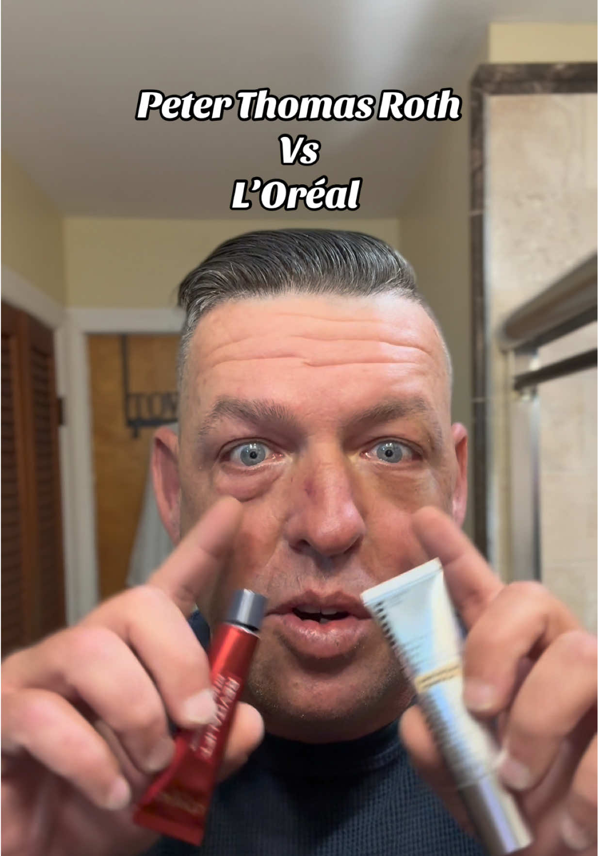 Peter Thomas Roth instant FirmX eye tightener vs L’Oréal eye tightener #peterthomasroth #loreal #undereyebags #eyebags #skincare   