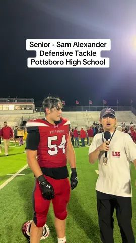 My conversation with Pottsboro’s Senior DT - Sam Alexander. He had a key fumble recovery in the first half that turned the tide of the game. Pottsboro is now 8-1  after beating Pilot Point and undefeated in district! #txhsfb 