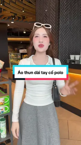 Áo thun dài tay cổ polo đơn giản mà xinh lắm #aothunnu #aothunpolo #anhlonglanh #anhlonglanhreview  