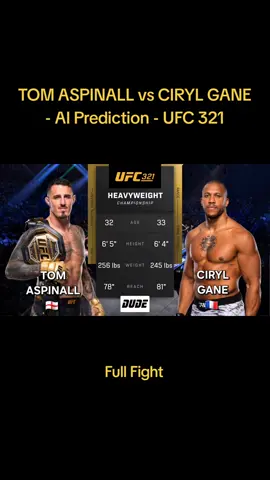 UFC 321 - Heavyweight Championship - Ai Prediction. This fight is the Main-Event on October 25th at The Etihad Arena in Abu Dhabi, UAE.   TOM 