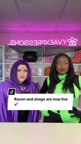 Raven and Shego are now live! 🤭 #cosplay #makeup #SmallBusiness 