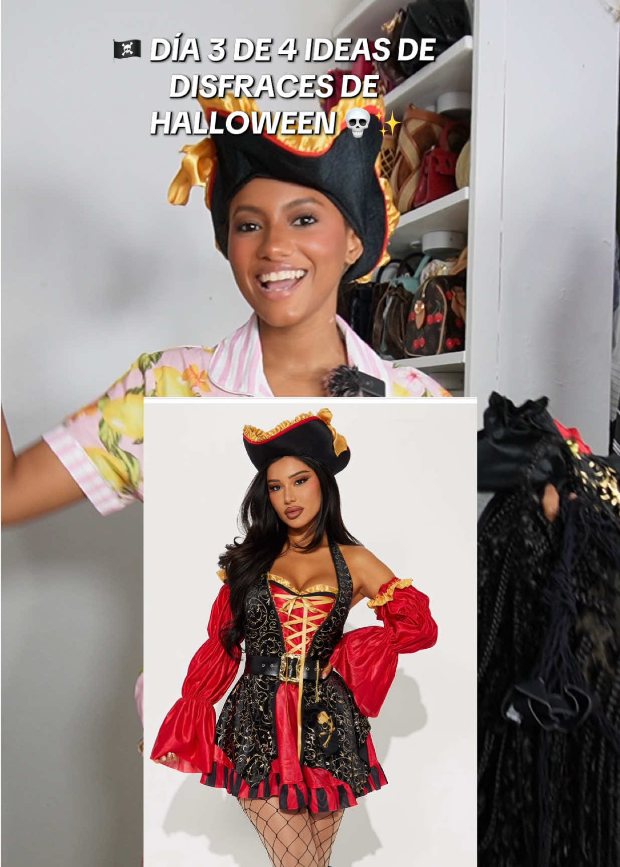 🏴‍☠️ DÍA 3 DE 4 IDEAS DE DISFRACES DE HALLOWEEN 💀✨ @fashionnova  🏴‍☠️ Sassy Pirate Overseas 5 Piece Costume Set - Black/Red #viral #fyp #foryou #viral #foryoupage     