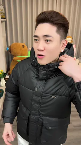 Áo Khoác Phao Túi Hộp Chữ Tay 