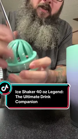 Ice Shaker 40 ounce Legend in the '13 Moons' color, highlighting its impressive features like silicone gripping, 30+ hour cold retention, removable lid, and easy cleaning capabilities.@Ice Shaker #falldealsforyoudays #tiktokshopcreatorpicks #iceshaker #shakerbottle #shakercup 