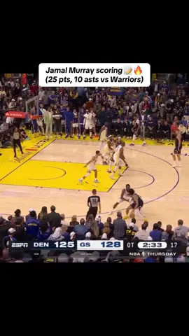 Pace and footwork😮‍💨love his patience in the PNR📝 #perfect10 #jamalmurray #nuggets #warriors #NBA 