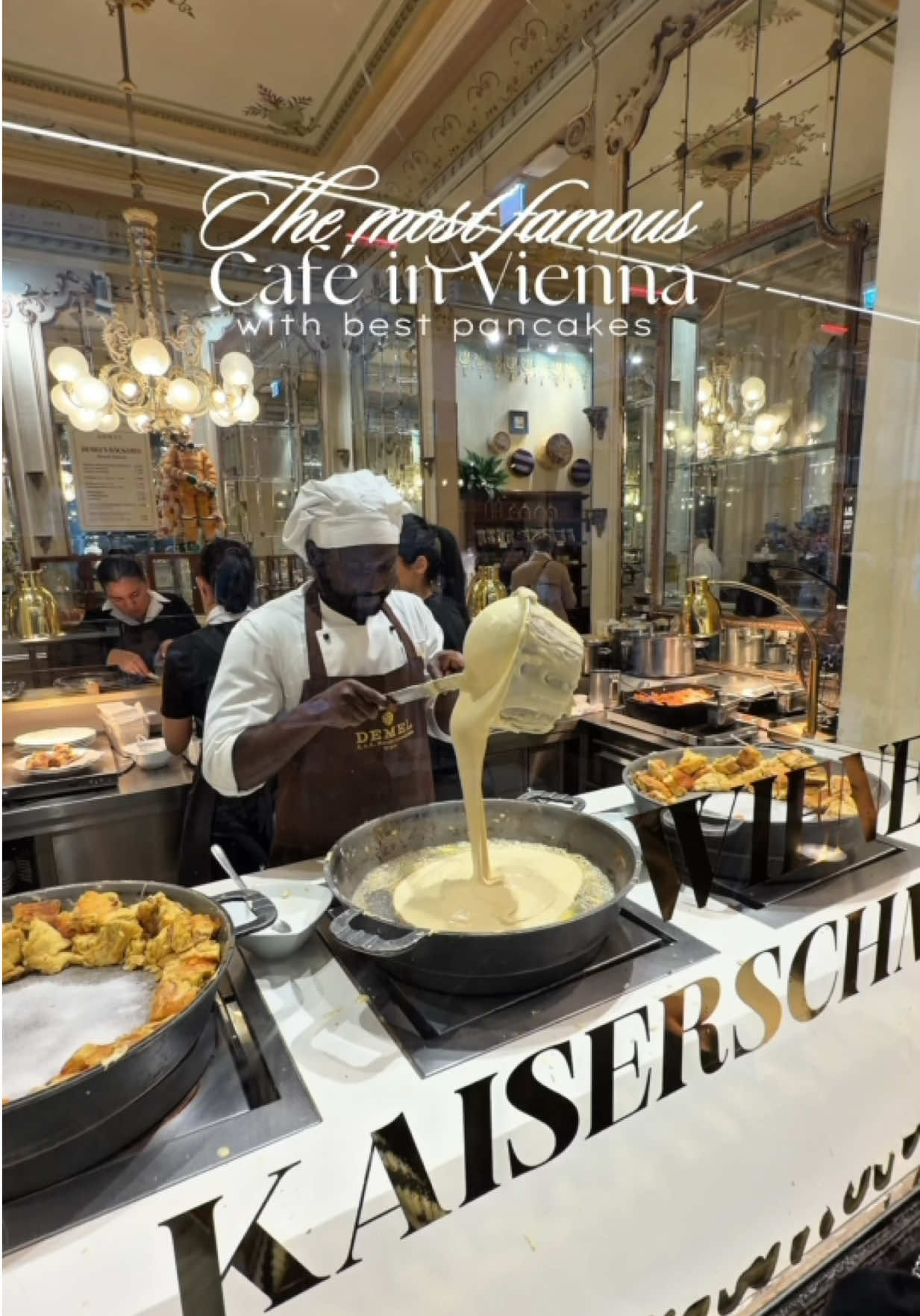 Vienna’s sweetest spot 🍰✨ Trying the famous Kaiserschmarrn at Café Demel — a royal dessert in a legendary Viennese café since 1786. Pure elegance. Pure Vienna. 🇦🇹💖 #vienna #cafe #travel #wien #dessert 