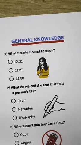 General Knowledge Quiz - Can you get 7/7? #quiz #quiztime #trivia #generalknowledge #LearnOnTikTok 