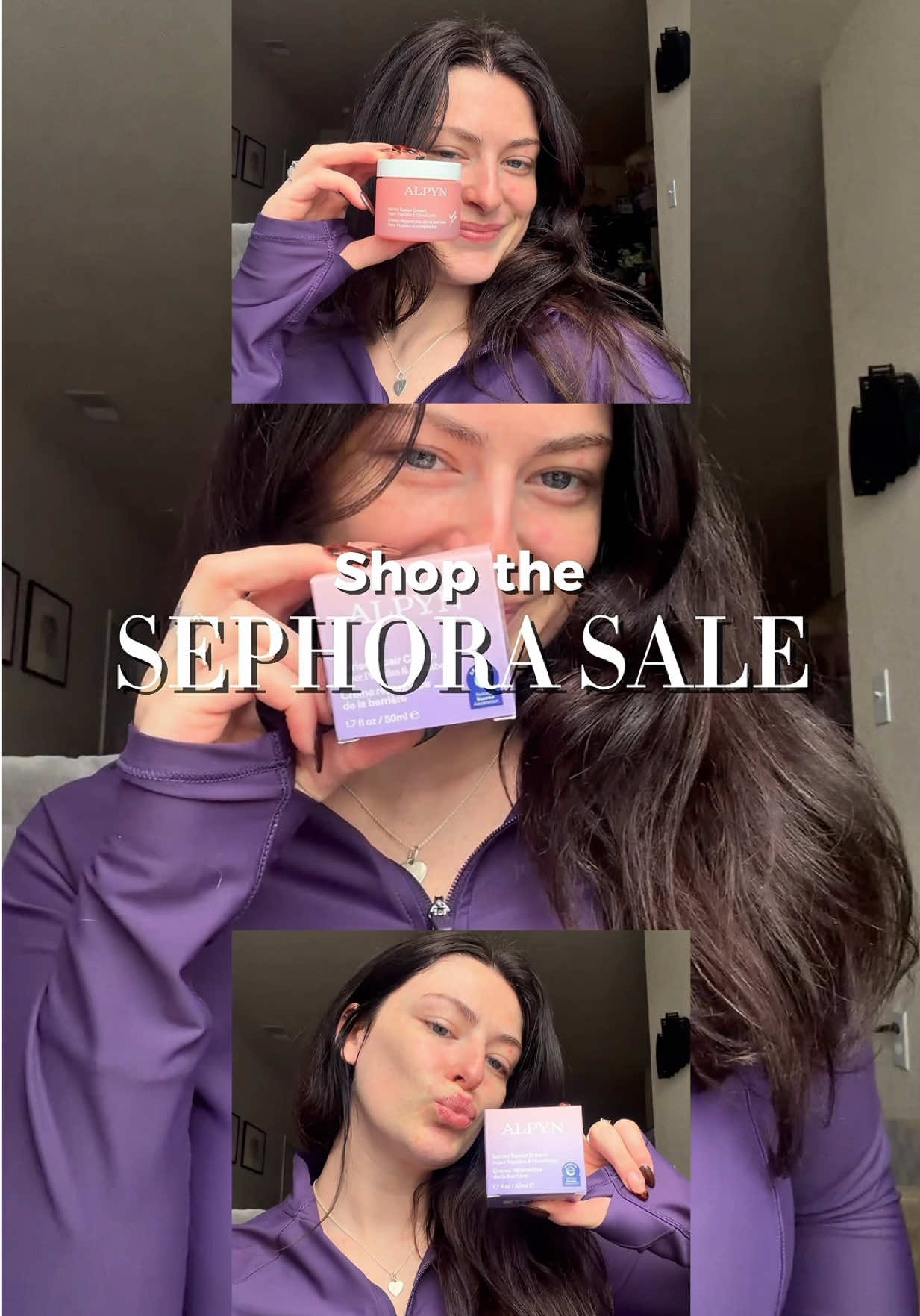 I’ve been using this for like a month and I’m genuinely so obsessed with how this makes my skin feel and look. The ingredients are also so good that it makes me want to use it even more. I literally went out and bought a travel size because I don’t want to be without it. 😂🤍   The Sephora sale starts at the end of the month!! I’m so excited!! What are you guys planning to get? Are you stocking up on any favorites?? 🛍️🛒 @Alpyn Beauty @sephora  #sephorasale #sephora #alpynbeauty #skincare #sephorahaul 