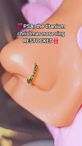 the jolliest titanium nose rings are HERE ♥️💚 deck your piercing in red and green and spread some holiday cheer ✨ #piercings #nosering #nosepiercing #nosehoop #christmasjewelry #christmasnosering #fyp #jewelrytiktok #piercingtok 