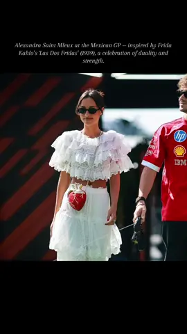 A living canvas 🇲🇽✨ Alexandra Saint Mleux at the Mexican GP, inspired by Frida Kahlo’s iconic ‘Las Dos Fridas’ (1939). Art, emotion, and fashion intertwined. @Alexandra Saint Mleux #alexandrasaintmleux #alexandrasaintmleuxstyle #art #fyp #purtoi 