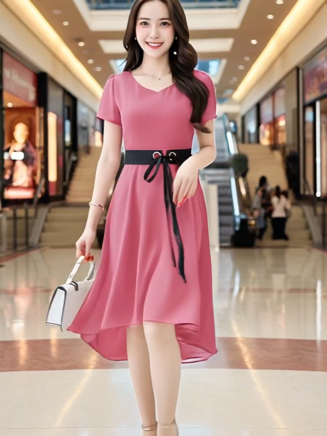 Midi Dress Lengan Pendek Sifon Wanita Gaya Korea Model Terbaru - Jfashion Moody #trending #ootdfashion #pakaianwanita #dress #mididress 