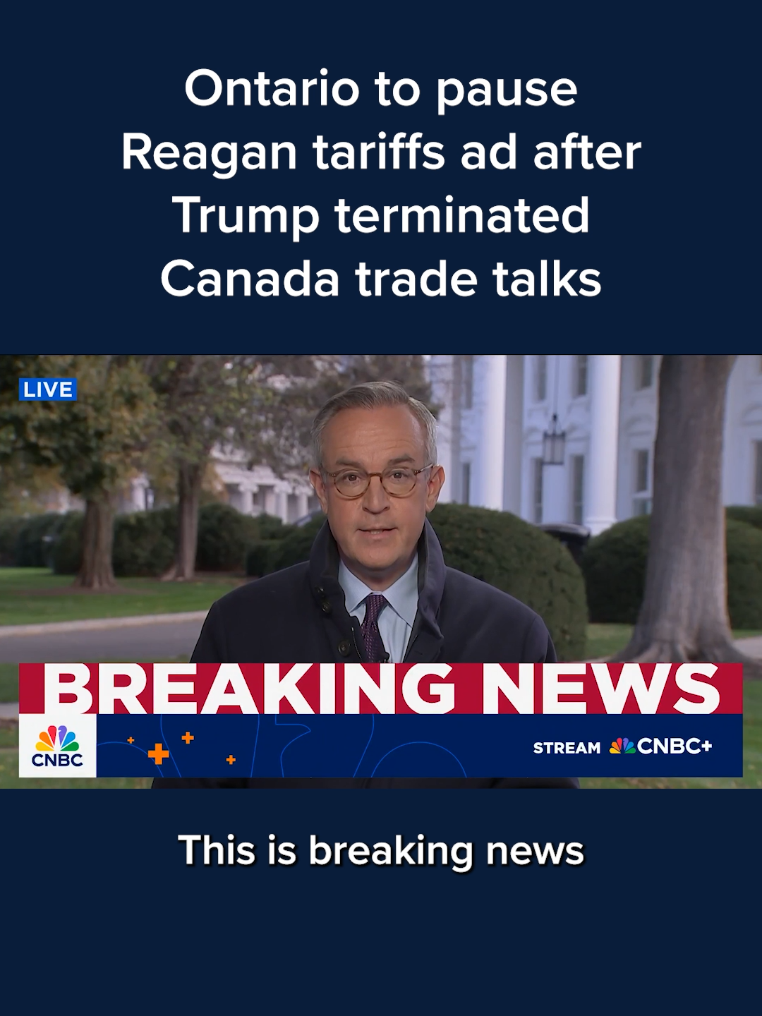 #Ontario Premier Doug Ford said Friday the province will pause airing television ads featuring former President Ronald #Reagan criticizing #tariffs after World Series games this weekend so that U.S.-Canada “trade talks can resume.” Ford’s announcement came a day after President Donald Trump terminated trade negotiations with Canada because of the ad, which Ontario has been airing in U.S. markets. Read more at the #linkinbio or tap on your screen. #CNBC