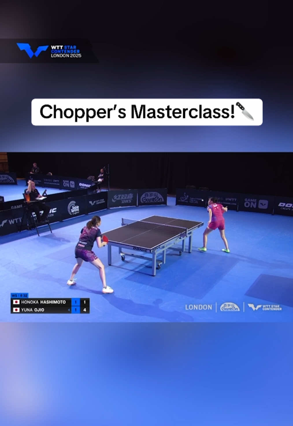 A five-game clash goes Honaka Hashimoto’s way after a 3-2 victory against Yuna Ojio! 💪 #WTTLondon #TableTennis