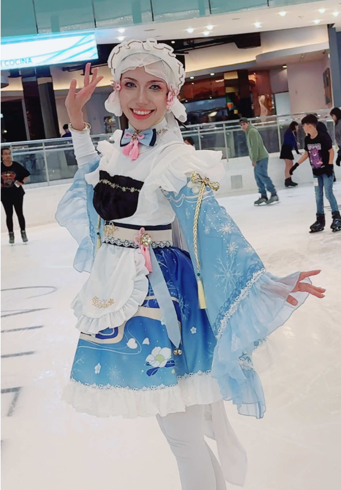 sometimes i forget why i love skating so much and then sometimes im ayaka on ice #ayaka #IceSkating #hijabcosplay #ayakacosplay #GenshinImpact 