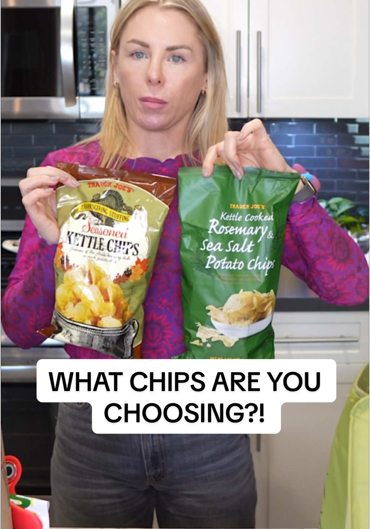 Two seasonal Trader Joe’s chips. Both $2.99. One tastes like Thanksgiving dinner… the other like your favorite cozy night in with a glass of wine. 👀 I compared them for flavor, texture, and overall vibe — now I need to know… 👉 Which are you choosing? Chip 1: Thanksgiving Stuffing Seasoned Kettle Chips — salty, herby, and seriously tastes like a bite of stuffing. Chip 2: Rosemary & Sea Salt Kettle Chips — simple, crisp, and classy (aka the charcuterie board chip). Would you go bold & festive or simple & savory? 👇 #TraderJoes #traderjoeslist #TraderJoesFinds #SnackTime 