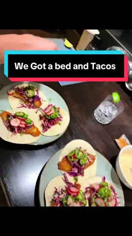 We’re one more #homeproject down 🙌🏾 the king bed is done. And we even got the fiancé to make us #fishtacos #TikTokInteriorDesignContest 