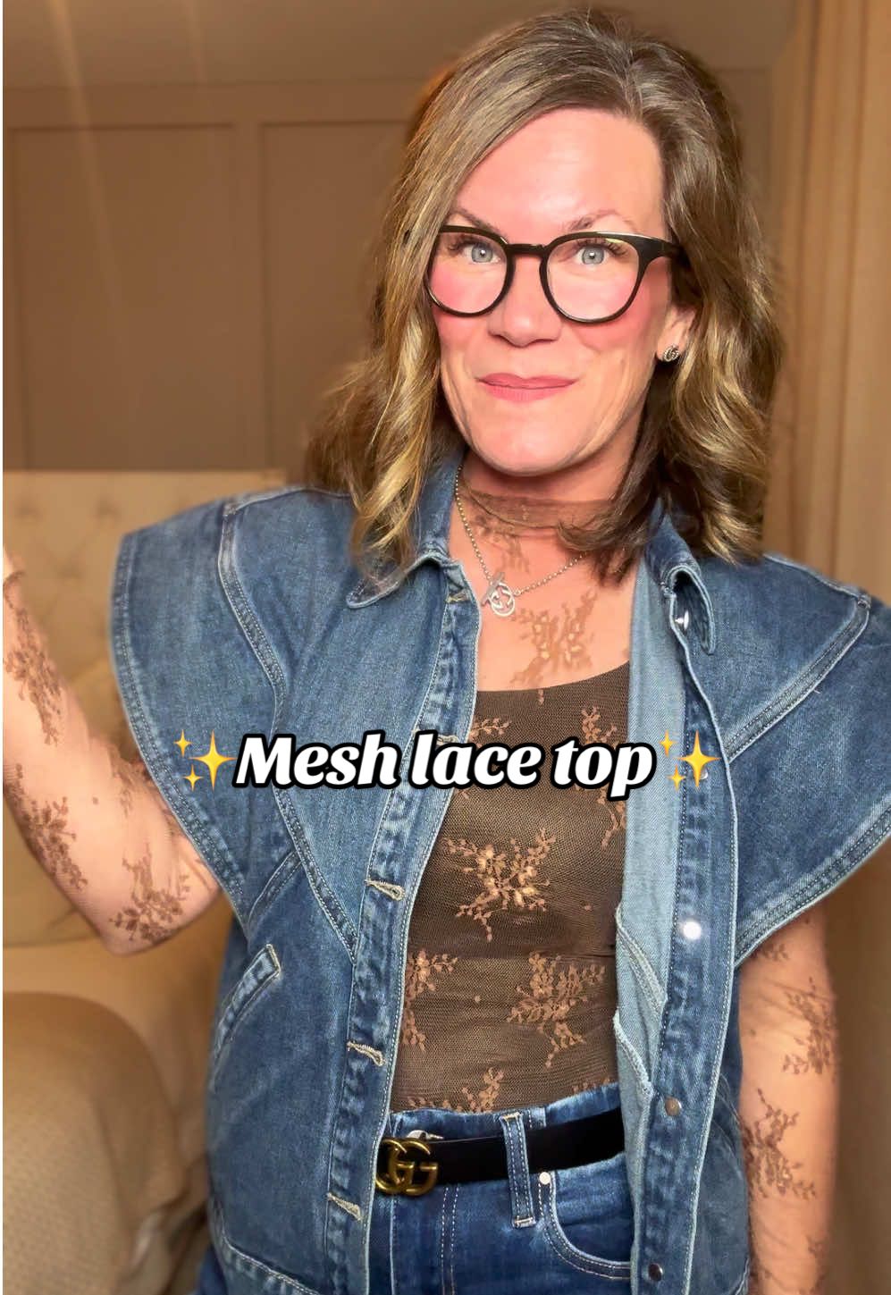 These mesh lace tops have been super popular and are perfect for layering and giving some interest to your outfit in the fall! I just love this brown color, but I would also love it in a black as well 😍👏🏻 #lacetop #tiktokshopcybermonday #tiktokshopcreatorpicks #tiktokshopblackfriday #fallfashion 