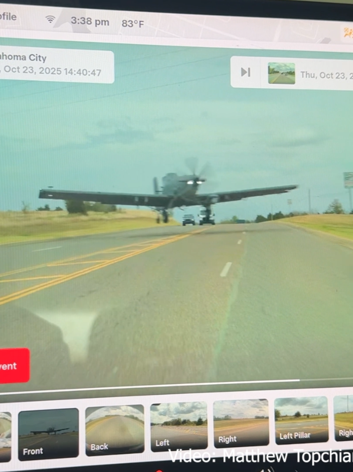 A military plane crash-landed in a southeast Oklahoma City field on Thursday, with one motorist capturing the plane on video as he was driving in the area. More here: https://tinyurl.com/yz3xa4dr