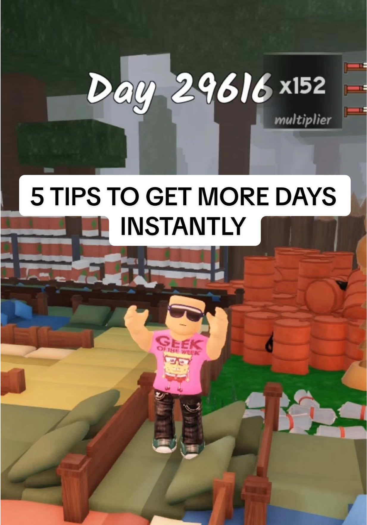 5 Pro tips that got me over 20,000 days on 99 Nights in the Forest! #roblox #99nights #fyp #robloxfyp #usa 