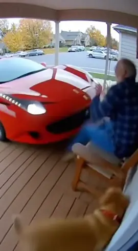 Absolutely terrifying moment turns into a very lucky moment caught on a ring doorbell camera shows this dog getting this man’s attention before Ferrari luckily narrowly miss || dog saves owner || dogs protecting humans || protective dog videos #fyp #foryourpage #viral #trending #tiktok 