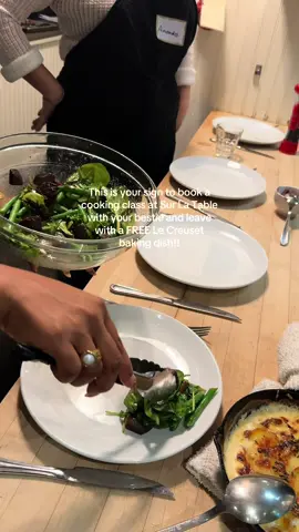 A gift with purchase is always a sweet bonus for me! Make sure when you’re booking, you see the “gift with purchase” sticker. All classes are not created equal😅 This specific one had the sticker and it was called “Date Night: Autumn in France” with Chef Bradford. Overall 10/10… the ambience and the FOOOOD🤌🏾 @Sur La Table was amazingly delightful #fyp #nyc #surlatable #cookingclass #lecrueset 