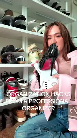 Replying to @Marissa did you really think the sneakers were gone?? if you’ve been following my professional organizer series, you’d know that one of the organization tips bailey recommended was vertical space!! these truly have changed my life 👠👟
