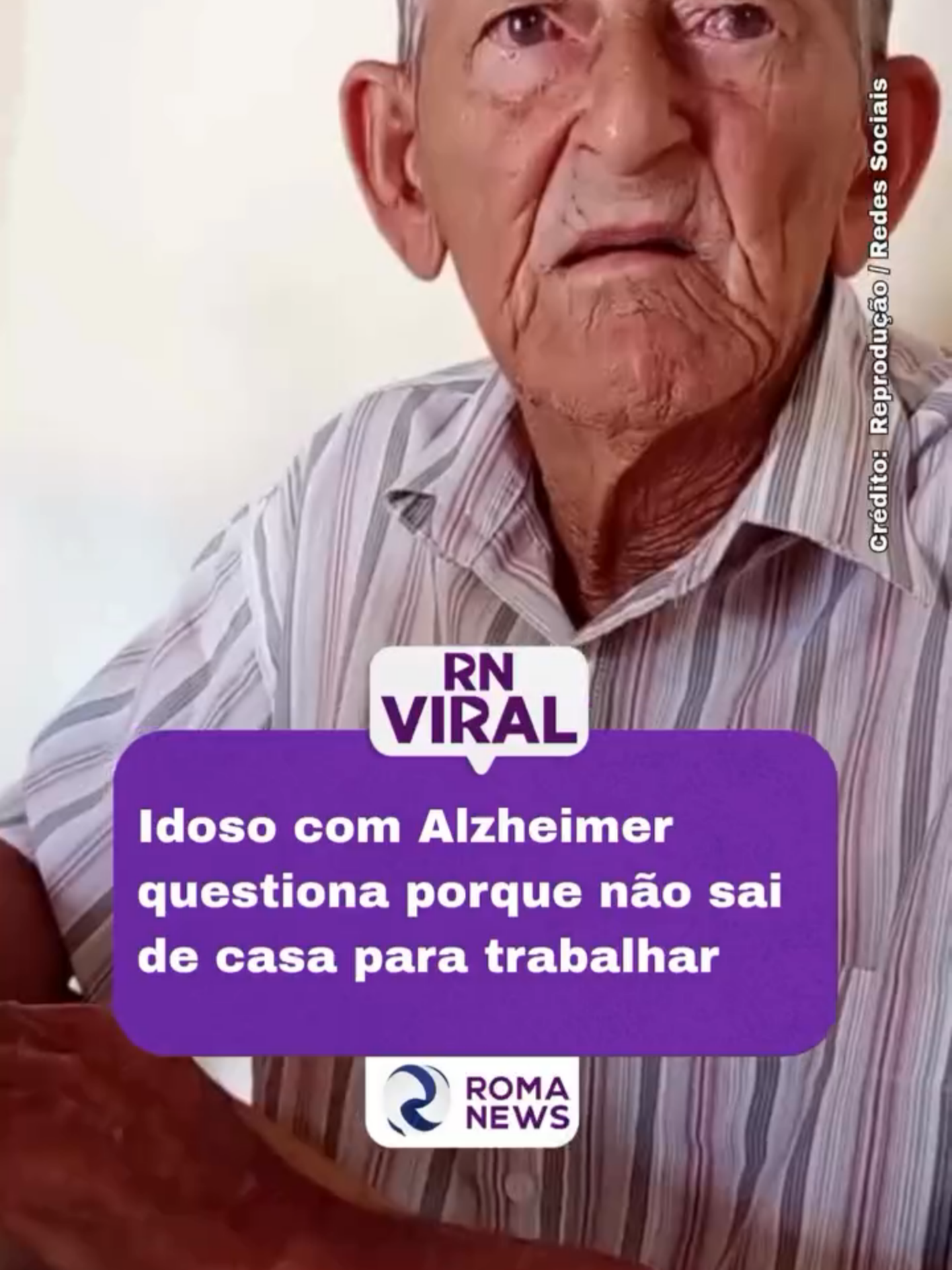 Um vídeo de um idoso com Alzheimer emocionou as redes sociais ao mostrar o momento em que ele questiona a filha sobre o motivo de não estar trabalhando. Com paciência e carinho, ela explica que ele já é aposentado e que trabalhou muito na vida. Mesmo sem entender completamente, o idoso responde com simplicidade que está bem assim, “tendo o que comer e beber”. 🎥 Crédito: Reprodução / Redes Sociais 📲 Portal Roma News | O DNA da Notícia 🧬 #RomaNews #rnviralromanews