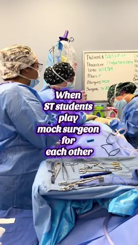 There’s never a dull moment when the surg tech students play mock surgeon for each other so they can practice setting up and performing surgeries! It’s great practice for all involved and it definitely brings out their personalities as they channel their inner surgeon. Some are sweet and some are quite sassy! Have you ever said stuff under your breath like this scrub did when a surgeon was snarky to you or did you say it loud with your whole chest? I will say though- This class really embraces each other and works together to help each other succeed. So proud of all they’ve learned in such a short time! #surgtech101 #surgtechstudent #surgicaltechstudent #mocksurgery #surgicaltechnologist 