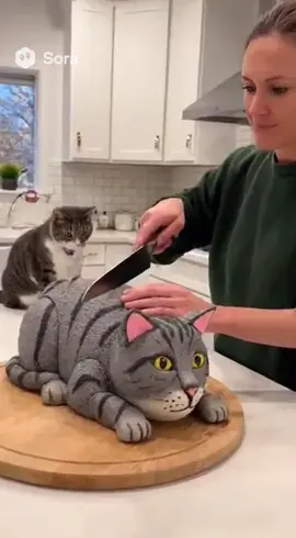 ケーキカットに恐怖する猫ちゃん#おもしろ #動物 
