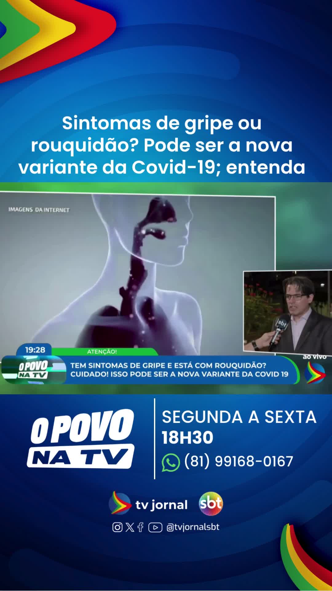 Sintomas de gripe ou rouquidão? Pode ser a nova variante da Covid-19. Neste trecho do telejornal, você confere mais detalhes trazidos pelo repórter @WaldsonBalbino. #OPovonaTV #saúde #covid19 *digital #digital