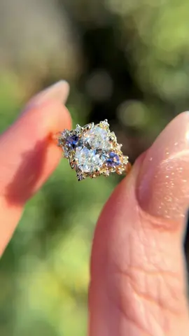 Build your own briar rose with oval lab diamond and tanzanite 💗 #engagementring #uniqueengagementrings #jewelry #ovalengagementring 