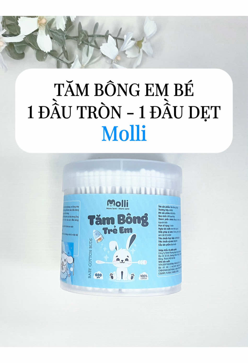 Tăm bông em bé 1 đầu xoắn tròn - 1 đầu dẹt Molli #mesocreviewbaby #tambong2dau #tambongmolli #molli #tambongchobe 