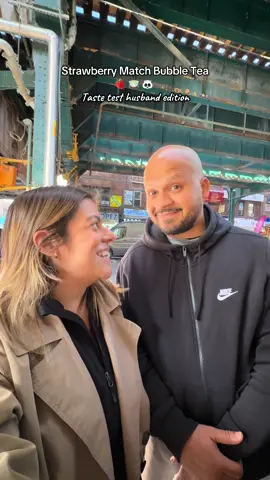 I need to start a series on making my picky husband try new things 🤭 What is your bubble tea order? I want to try more! #bubbletea #strawberrymatcha #marriage #nyclife #toddlermom @Kung Fu Tea 