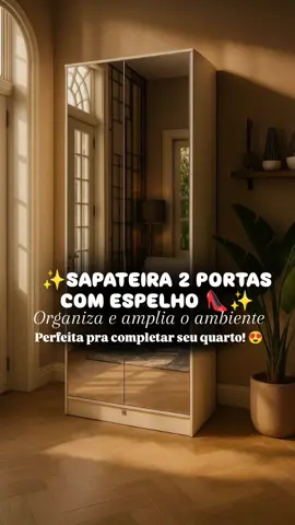 SAPATEIRA RUBI 2 PORTAS COM ESPELHO + 1 GAVETA 🪞👠 #sapateira #organização #decoração #espaçodesapatos #móveisfuncionais 