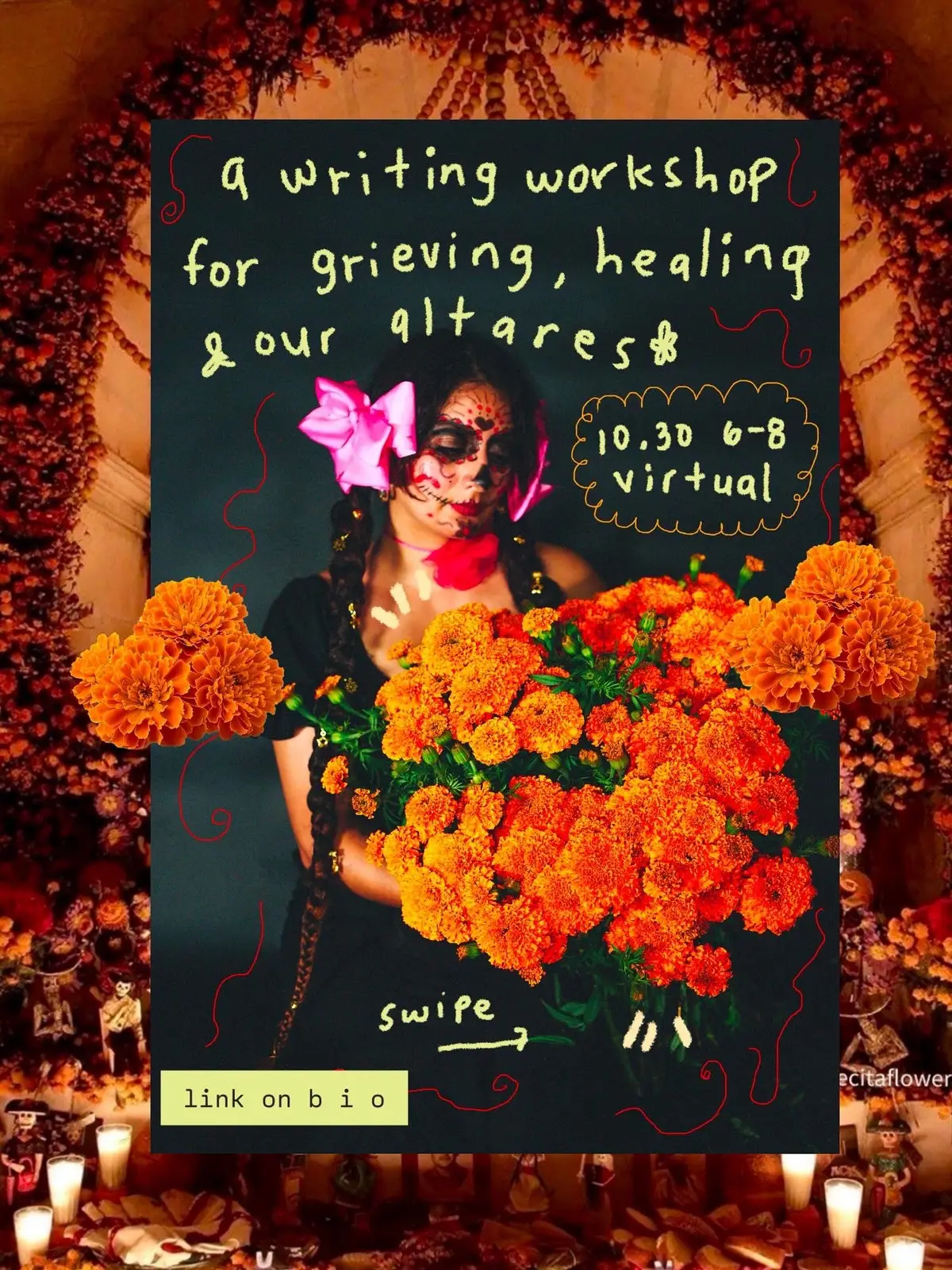 we are less than a week away!🥀  Thank you to everyone who has gotten their ticket and those that have messaged me to attend for free!!!  I will start sending out virtual link this weekend and the upcoming week as people continue signing up❤️‍🩹 #latina #latinas #mexicana #mexican #diademuertos 