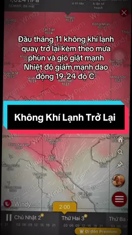 KHÔNG KHÍ LẠNH TRỞ MẶT HƠN NGƯỜI YÊU CŨ  Miền Bắc chỉ được hưởng cái Mùa Thu Real này đúng 1 tuần thôi .  Không khí lạnh sẽ quay trở lại Miền Bắc vào đầu tháng 11 cụ thể là 2/11 . Nhiệt độ giảm sâu kèm theo gió giật và mưa phùn . Quay trở lại thời kì lạnh của mấy hôm trước .  #hdwindy #xh #khongkhilanh #dubaothoitiet #muathu 