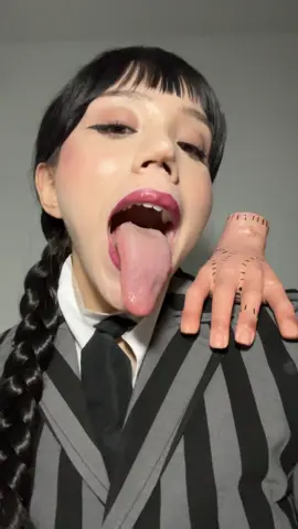 Wednesday is hungry  #fyp #wednesdayaddams #halloweencostume #tongue #vore 